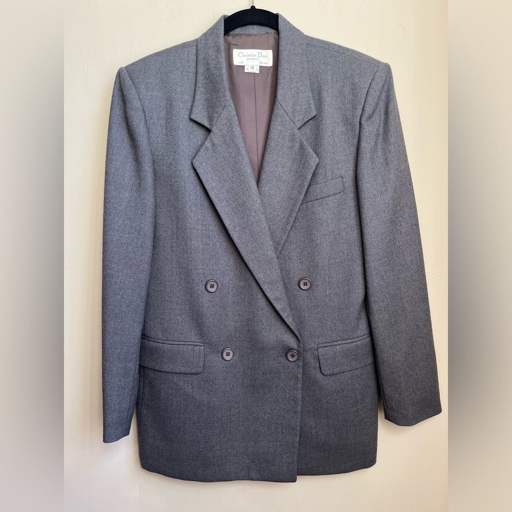 vintage christian dior 100% wool double breasted blazer